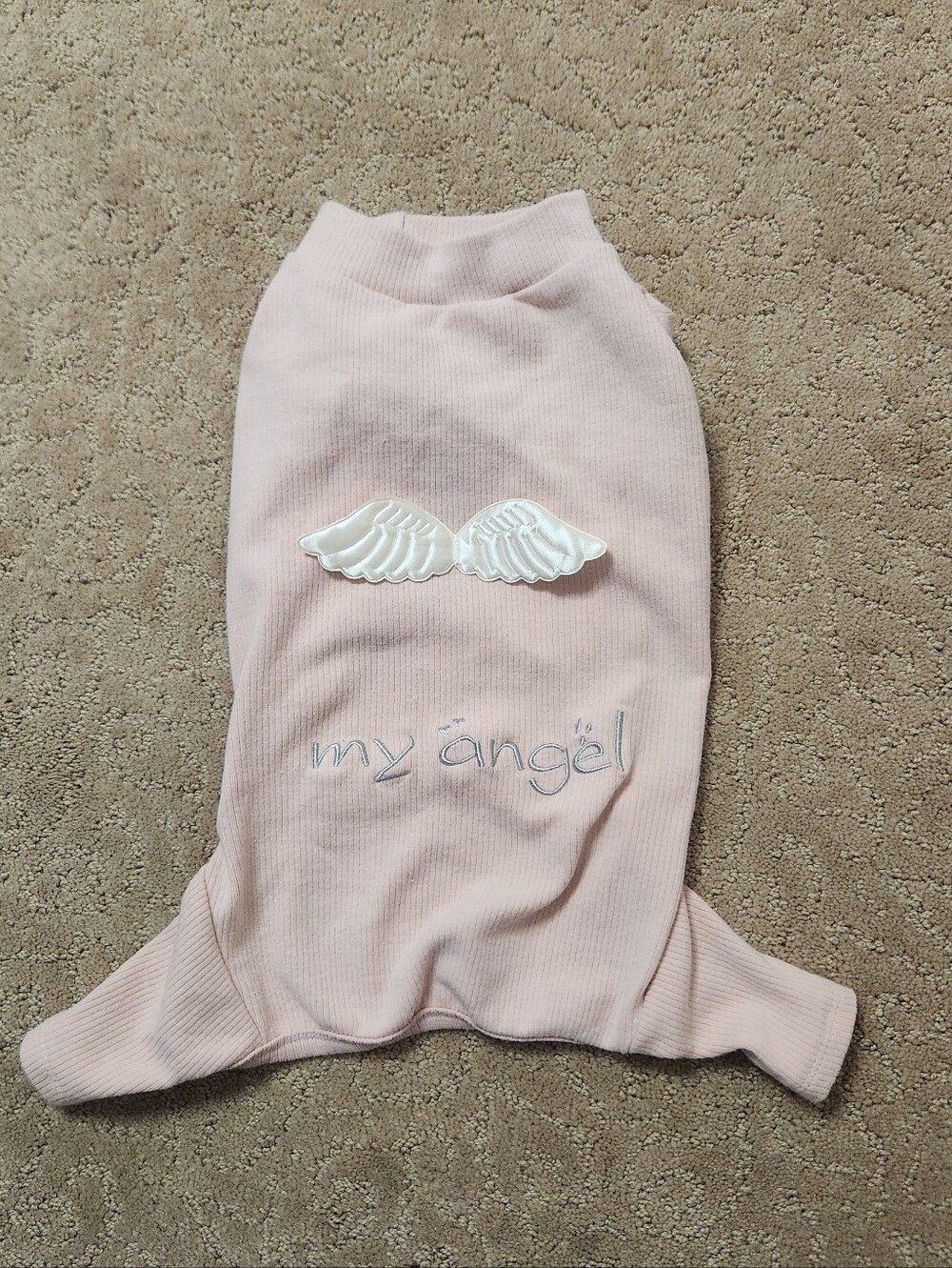 Soft Pink 'My Angel' Dog Pajama with Wing Applique Size Medium